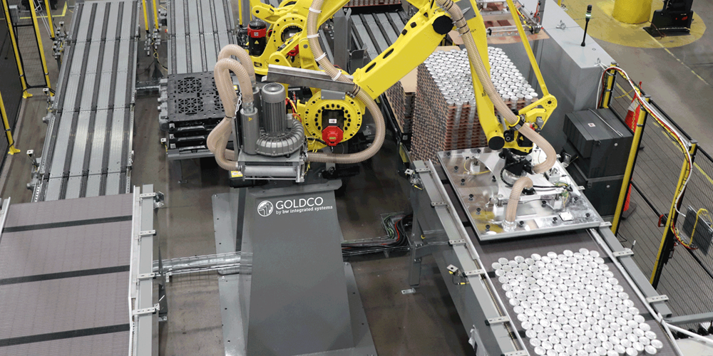 Goldco-Robotic-Bulk-Dealletizer-Pet-Food-Cans Goldco Robotic Bulk Depalletizer - Pet Food Cans