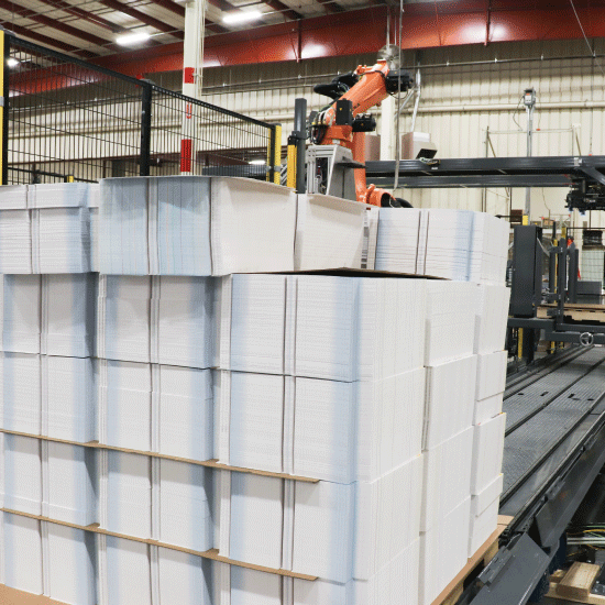 Robotic Bundle Palletizer, stack of bundles